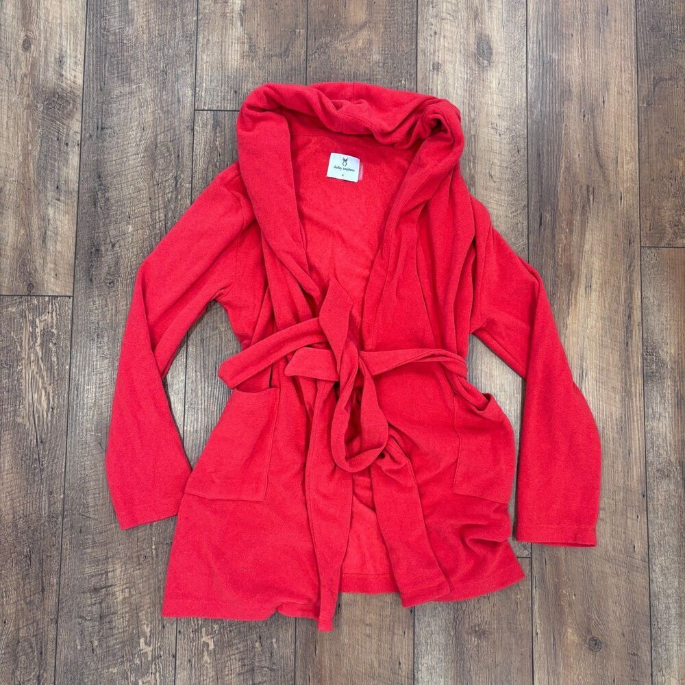 Dudley Stephens Red Fleece Women’s Robe Size S Small Cozy Sleepwear Spa Apparel